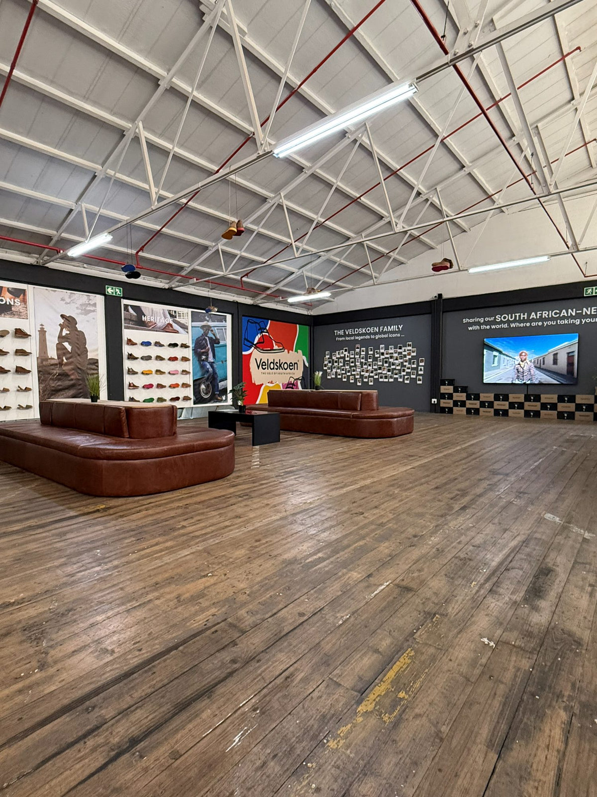 Inside the Veldskoen® showroom, looking across the floor to the lounge